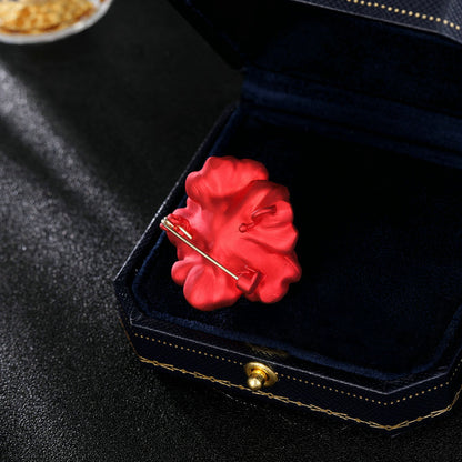 Red Flower Brooch (Pearl centre)