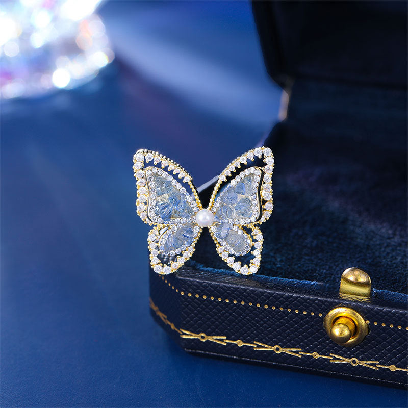 Farfallina Brooch (Blue Crystal)