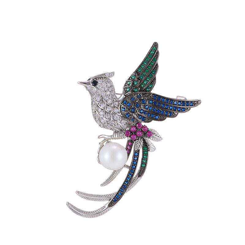 Fenice Brooch (Pearl & Zircon)