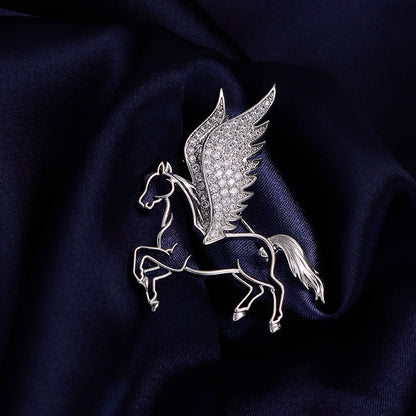 Silver Pegasus winged horse brooch